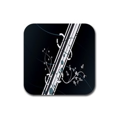 Line Light Leaf Flower Floral Black White Beauty Polka Rubber Square Coaster (4 Pack)  by Mariart