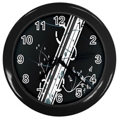 Line Light Leaf Flower Floral Black White Beauty Polka Wall Clocks (black) by Mariart