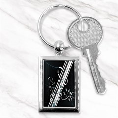 Line Light Leaf Flower Floral Black White Beauty Polka Key Chains (rectangle)  by Mariart