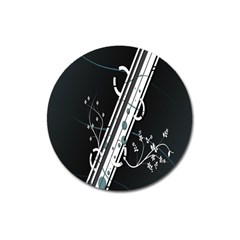 Line Light Leaf Flower Floral Black White Beauty Polka Magnet 3  (round)