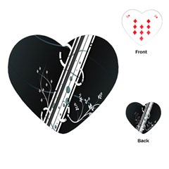 Line Light Leaf Flower Floral Black White Beauty Polka Playing Cards (heart)  by Mariart