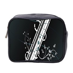 Line Light Leaf Flower Floral Black White Beauty Polka Mini Toiletries Bag 2-side by Mariart