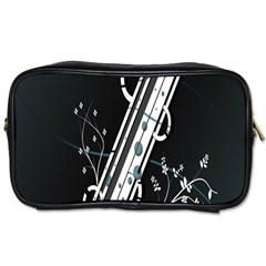 Line Light Leaf Flower Floral Black White Beauty Polka Toiletries Bags