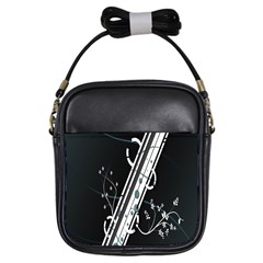 Line Light Leaf Flower Floral Black White Beauty Polka Girls Sling Bags by Mariart