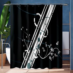 Line Light Leaf Flower Floral Black White Beauty Polka Shower Curtain 60  X 72  (medium)  by Mariart