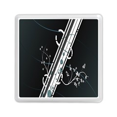 Line Light Leaf Flower Floral Black White Beauty Polka Memory Card Reader (square)  by Mariart