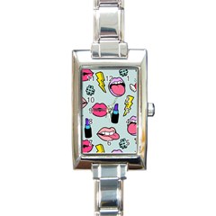 Lipstick Lips Heart Valentine Star Lightning Beauty Sexy Rectangle Italian Charm Watch