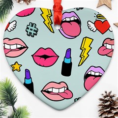 Lipstick Lips Heart Valentine Star Lightning Beauty Sexy Ornament (heart)