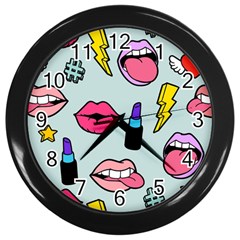 Lipstick Lips Heart Valentine Star Lightning Beauty Sexy Wall Clocks (black)