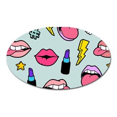 Lipstick Lips Heart Valentine Star Lightning Beauty Sexy Oval Magnet by Mariart