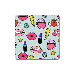 Lipstick Lips Heart Valentine Star Lightning Beauty Sexy Square Magnet