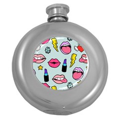 Lipstick Lips Heart Valentine Star Lightning Beauty Sexy Round Hip Flask (5 Oz) by Mariart