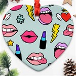 Lipstick Lips Heart Valentine Star Lightning Beauty Sexy Heart Ornament (Two Sides) Front