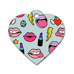 Lipstick Lips Heart Valentine Star Lightning Beauty Sexy Dog Tag Heart (two Sides)