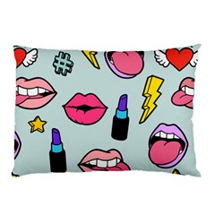 Lipstick Lips Heart Valentine Star Lightning Beauty Sexy Pillow Case by Mariart