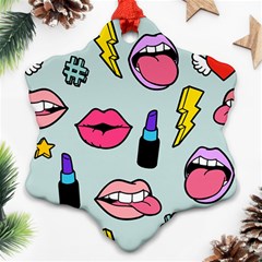 Lipstick Lips Heart Valentine Star Lightning Beauty Sexy Ornament (snowflake)