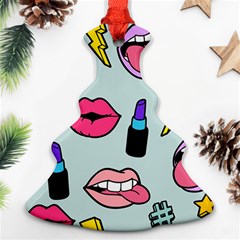 Lipstick Lips Heart Valentine Star Lightning Beauty Sexy Ornament (christmas Tree)  by Mariart