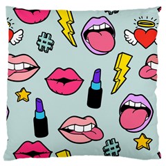 Lipstick Lips Heart Valentine Star Lightning Beauty Sexy Large Cushion Case (two Sides) by Mariart