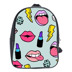 Lipstick Lips Heart Valentine Star Lightning Beauty Sexy School Bag (xl)