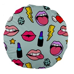 Lipstick Lips Heart Valentine Star Lightning Beauty Sexy Large 18  Premium Flano Round Cushions