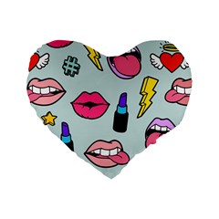 Lipstick Lips Heart Valentine Star Lightning Beauty Sexy Standard 16  Premium Flano Heart Shape Cushions by Mariart