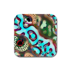 Multiscale Turing Pattern Recursive Coupled Stone Rainbow Rubber Square Coaster (4 Pack) 