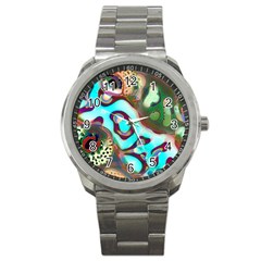 Multiscale Turing Pattern Recursive Coupled Stone Rainbow Sport Metal Watch by Mariart