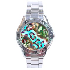 Multiscale Turing Pattern Recursive Coupled Stone Rainbow Stainless Steel Analogue Watch