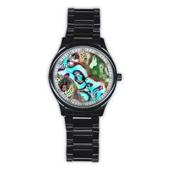 Multiscale Turing Pattern Recursive Coupled Stone Rainbow Stainless Steel Round Watch by Mariart