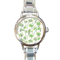 Marimekko Fabric Flower Floral Leaf Round Italian Charm Watch