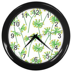 Marimekko Fabric Flower Floral Leaf Wall Clocks (black) by Mariart