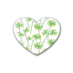 Marimekko Fabric Flower Floral Leaf Rubber Coaster (heart) 