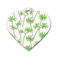 Marimekko Fabric Flower Floral Leaf Dog Tag Heart (one Side) by Mariart