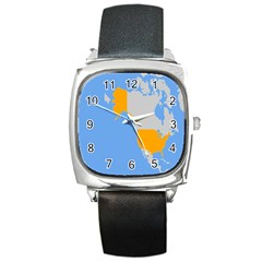 Map Transform World Square Metal Watch