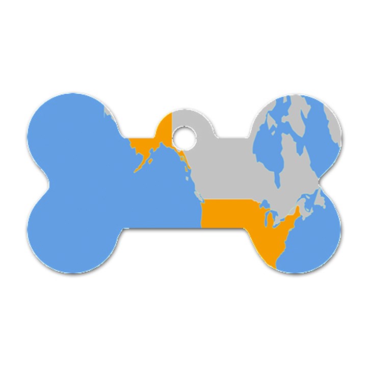 Map Transform World Dog Tag Bone (Two Sides)