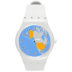 Map Transform World Round Plastic Sport Watch (m) by Mariart