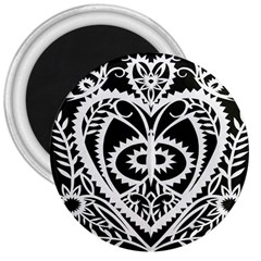 Paper Cut Butterflies Black White 3  Magnets by Mariart