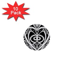 Paper Cut Butterflies Black White 1  Mini Buttons (10 Pack)  by Mariart