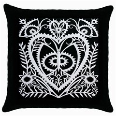 Paper Cut Butterflies Black White Throw Pillow Case (black) by Mariart