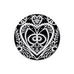 Paper Cut Butterflies Black White Rubber Round Coaster (4 pack)  Front