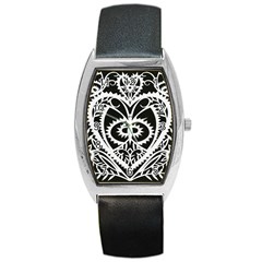 Paper Cut Butterflies Black White Barrel Style Metal Watch by Mariart