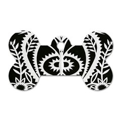 Paper Cut Butterflies Black White Dog Tag Bone (one Side)