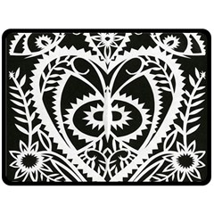 Paper Cut Butterflies Black White Fleece Blanket (large)  by Mariart