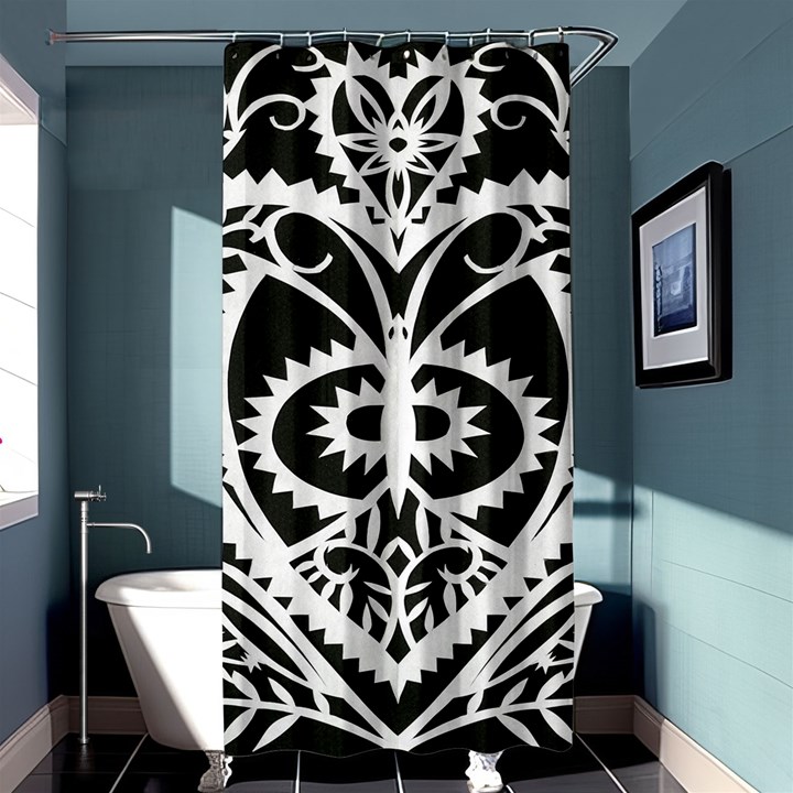 Paper Cut Butterflies Black White Shower Curtain 36  x 72  (Stall) 