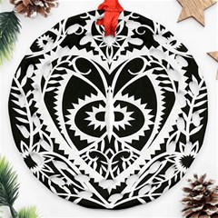 Paper Cut Butterflies Black White Ornament (round Filigree) by Mariart