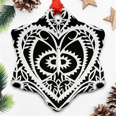 Paper Cut Butterflies Black White Ornament (snowflake) by Mariart