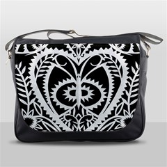 Paper Cut Butterflies Black White Messenger Bags by Mariart