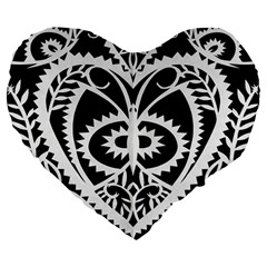 Paper Cut Butterflies Black White Large 19  Premium Heart Shape Cushions by Mariart