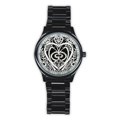 Paper Cut Butterflies Black White Stainless Steel Round Watch by Mariart