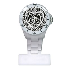 Paper Cut Butterflies Black White Plastic Nurses Watch